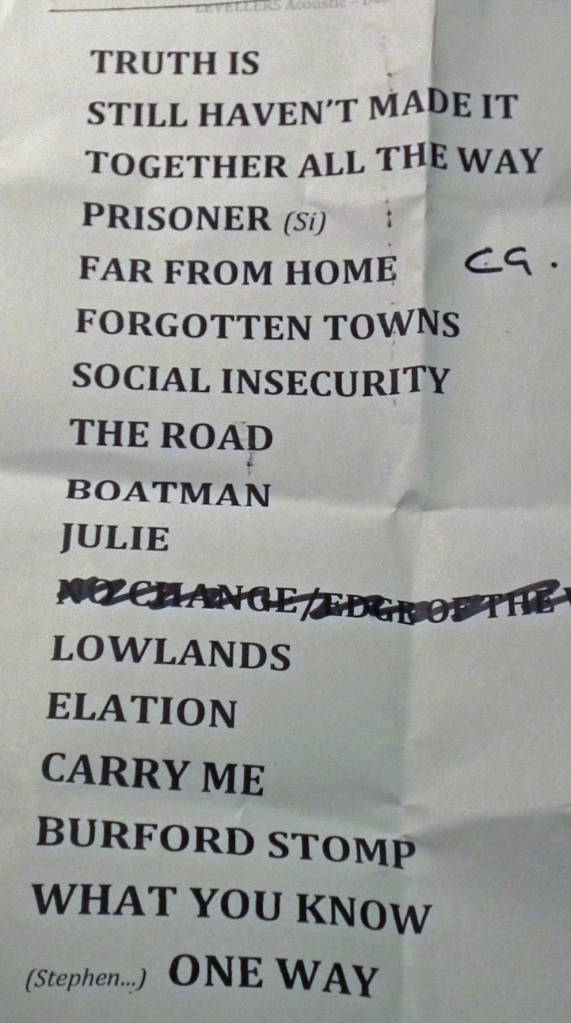 Set List - The Levellers 26/11/14